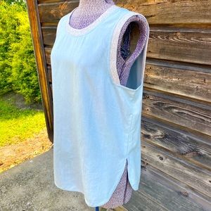 Lou and Grey Anthropologie Blue Chambray Tank stop with Gray Trim